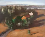 Mino Carta, Paisagem com Casa, óleo sobre tela