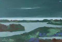 Paisagem com Montanhas e Rio by Bramante Buffoni, 1983, óleo sobre tela, offered Feb 2022