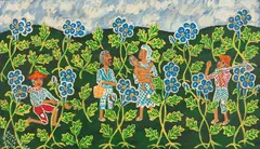 Família na Colheita by Maria Auxiliadora da Silva, 1971, acrílica sobre eucatex, offered Feb 2022