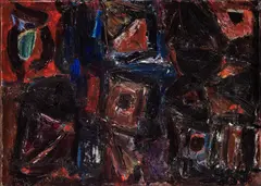 Cubos by Iberê Camargo, 1983, óleo sobre madeira, offered Feb 2022