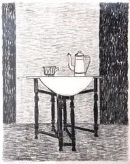 Eleonore Koch, Sala de Estar, 1972, desenho a carvão