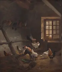 Charles Jacques, Galinheiro, oleo sobre tela
