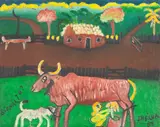 Tirando Leite by José Antônio da Silva, 1981, óleo sobre tela, offered Nov 2021