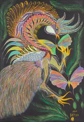 Pavão by Chico da Silva, 1969, óleo sobre tela, offered Nov 2021