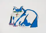 Aldemir Martins, Gato Azul, 1988, acrílica sobre papel