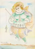 Pescadora by Norah Beltrán, 1984, aquarela e nanquim sobre papel, offered Nov 2021