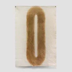 0 (Zero) by Alexandre Brandão, 2021, tecido impregnado de suco de limão aquecido com ferro de passar, madeira e parafusos, offered Nov 2021