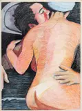 Rubens Gerchman, Banco de Tras, pastel sobre papel