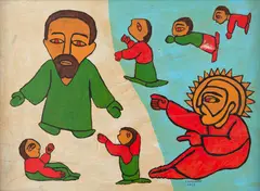 Raimundo de Oliveira, Cena Bíblica, 1963, óleo sobre papel colado em madeira