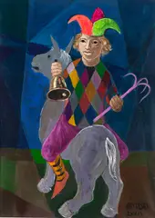 Pierrot by Harry Elsas, óleo sobre tela, offered Oct 2021