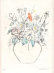 Vaso de Flor by Candido Portinari, ponta seca sobre papel, offered Oct 2021
