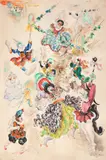 Paim, Festa, 1953, aquarela e grafite sobre papel