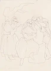 Lavadeiras by Reynaldo Fonseca, 1949, desenho a grafite, offered Oct 2021