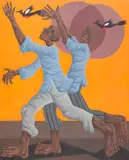Clóvis Graciano, Figuras e Pássaro, óleo sobre tela