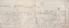 Canudos by Clóvis Graciano, nanquim sobre papel, offered Oct 2021