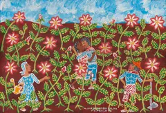 Colheita by Maria Auxiliadora da Silva, 1973, acrílica sobre placa, offered Oct 2021