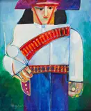 Cangaceiro by Aldemir Martins, 1987, acrílico sobre tela, offered Oct 2021