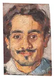 Milton Dacosta, Auto Retrato, óleo sobre madeira