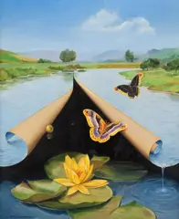 Borboletas by Vilali, 1986, óleo sobre tela, offered Jul 2021
