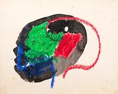 Abstrato by Manabu Mabe, óleo diluído sobre cartão, offered Jul 2021