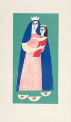 Maria e Menino Jesus by Alfredo Volpi, serigrafia, offered Jul 2021