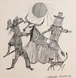 Bumba Meu Boi by Aldemir Martins, 1978, nanquim sobre papel, offered Jul 2021