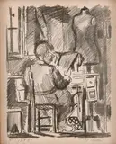 Aldo Bonadei, Leitor, 1942, litogravura