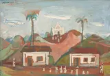 Aldeia by Fulvio Pennacchi, 1968, óleo sobre madeira, offered Jul 2021