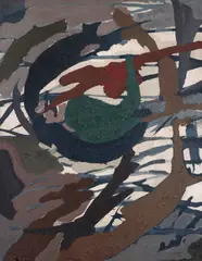 Abstrato by Leopoldo Raimo, 1958, óleo sobre tela, offered Jul 2021