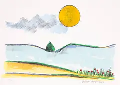 Aldemir Martins, Paisagem com sol, 2003, serigrafia