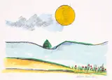 Aldemir Martins, Paisagem com sol, 2003, serigrafia