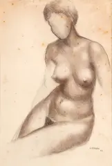 Nú Feminino by Antonio Gomide, 1962, carvão sobre papel, offered Jul 2021