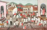 Musicos by Fulvio Pennacchi, 1989, óleo sobre placa, offered Jul 2021