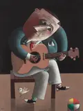 Músico by Inos Corradin, óleo sobre tela, offered Jul 2021
