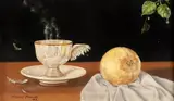 Sônia Menna Barreto, Xícara, 1984, óleo sobre placa