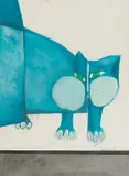 Aldemir Martins, Gato Azul, 1966, técnica mista sobre papel