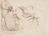Mulher e Cavalo by Di Cavalcanti, desenho a caneta esforográfica sobre papel, offered Jul 2021