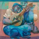 Adélio Sarro, Melodia Azul, 1986, óleo sobre tela