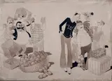 Quatro Praças do Rio by J. Carlos, aquarela e nanquim sobre papel, offered Jun 2021