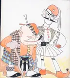 Churchil - Caricatura Política by J. Carlos, aquarela e nanquim sobre papel, offered Jun 2021