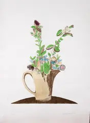 Vaso de Flores by Clóvis Graciano, 1979, gravura em metal, offered May 2021