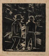 Dois Homens na Noite by Oswaldo Goeldi, 1921, xilogravura, offered May 2021