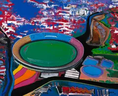 Estádio do Morumbi by Yugo Mabe, 2004, óleo sobre tela, offered May 2021