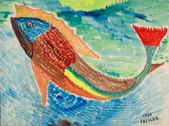 Francisco Da Silva, Peixe, 1966, desenho a caneta hidrocor