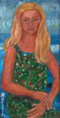 Mulher by Moussia Pinto Alves, óleo sobre isopor, offered May 2021
