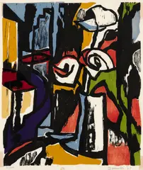 Vaso de Flores by Aldo Bonadei, 1971, xilogravura, offered May 2021