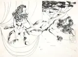 Flavio De Carvalho, Duas Mulheres, 1972, litogravura sobre papel