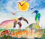 Fauna by Aldemir Martins, 1988, acrílica sobre cartão, offered May 2021