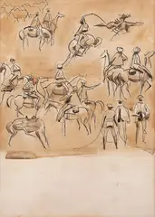 Vaquejada by Carybé, 1968, sépia e nanquim sobre papel, offered May 2021