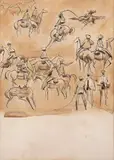 Carybé, Vaquejada, 1968, sépia e nanquim sobre papel